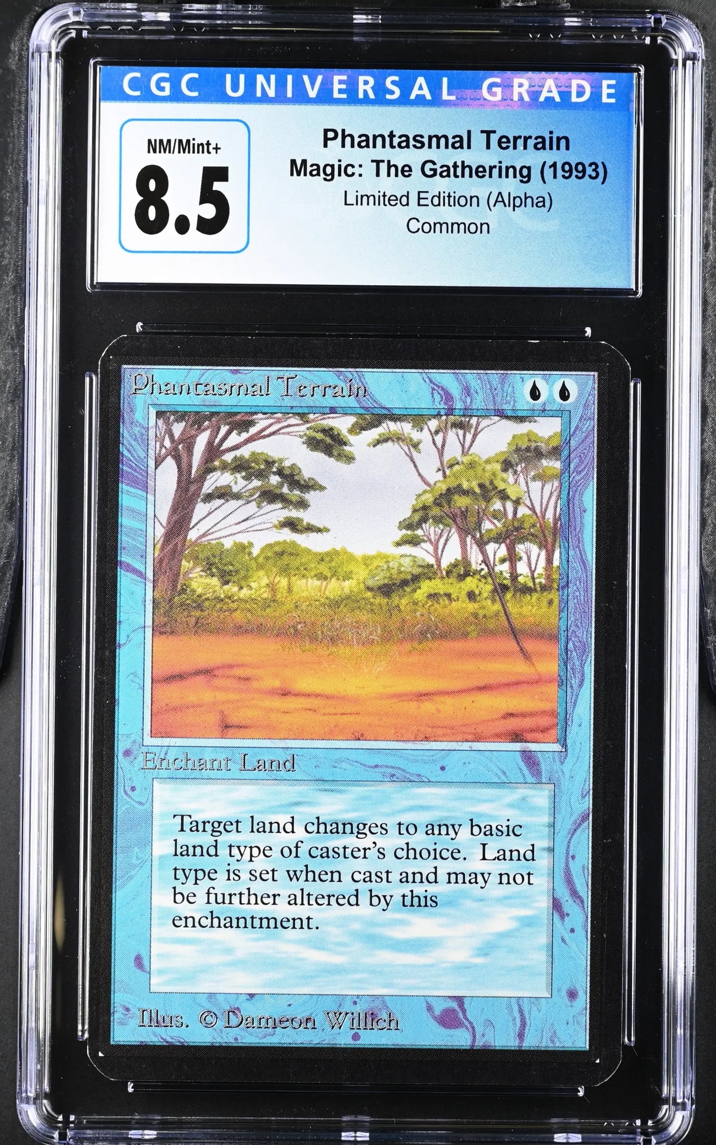 Graded CGC 8.5 Alpha Edition Phantasmal Terrain Magic: The Gathering trading card