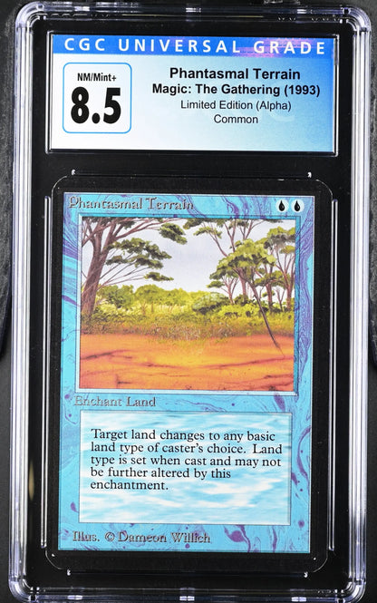 Graded CGC 8.5 Alpha Edition Phantasmal Terrain Magic: The Gathering trading card