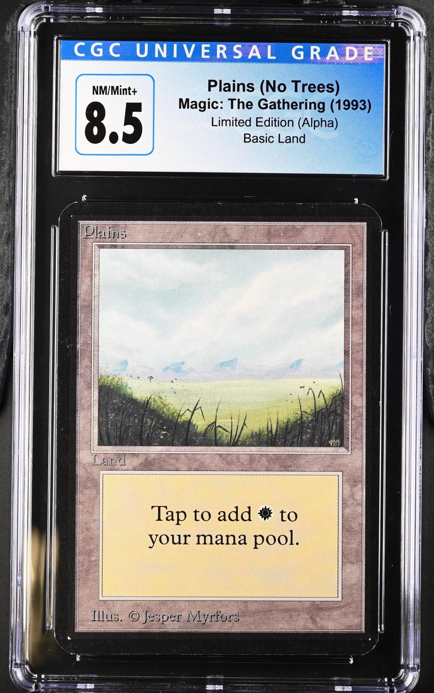 Graded Magic: The Gathering Alpha Edition Plains card CGC 8.5 for trading cards collection