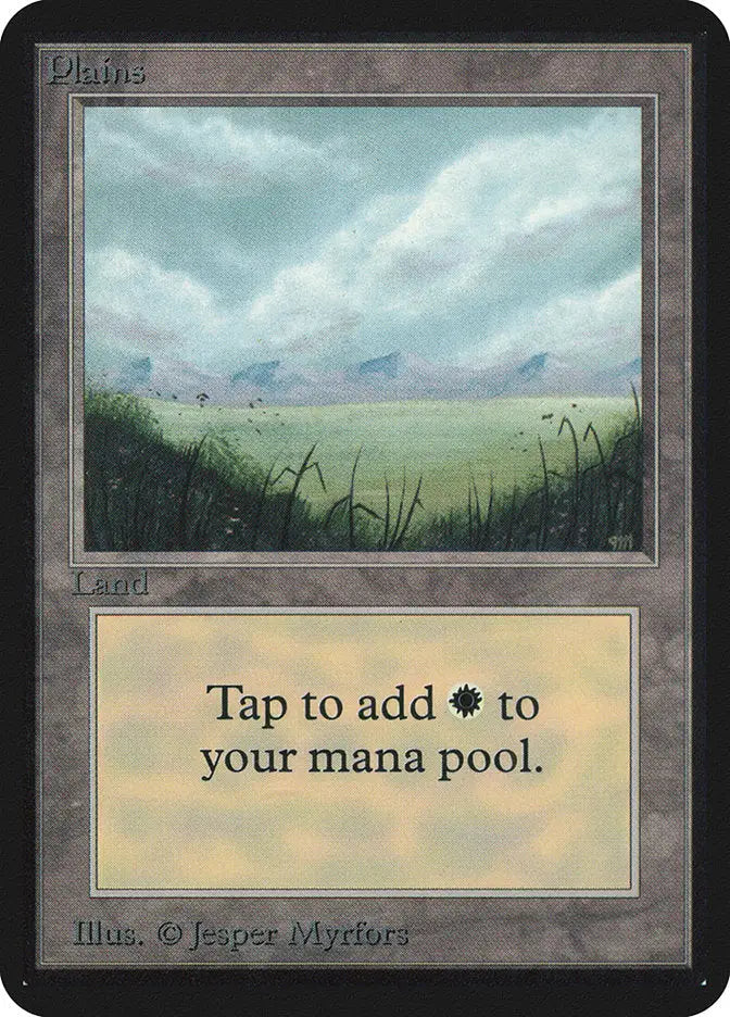 Magic: The Gathering Alpha Edition Plains card featuring a grassy landscape, graded CGC 8.5