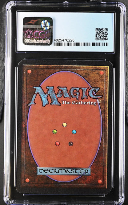 Graded Alpha Edition Magic: The Gathering trading card back in protective case