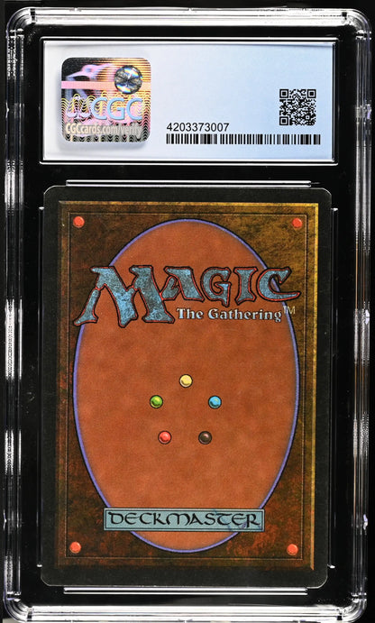 Graded Magic: The Gathering card back in protective case for trading cards collectors