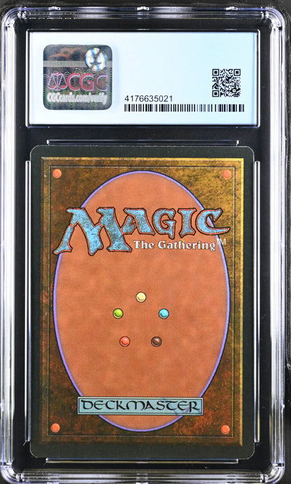 Encased Magic: The Gathering Revised Edition card back in CGC 9 Mint protective case