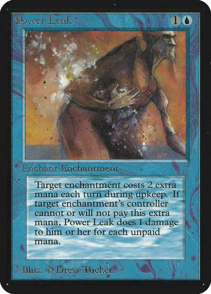 Mystical blue orb emitting energy from Magic: The Gathering Alpha Edition Power Leak card