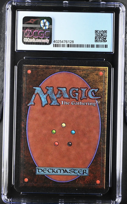 Graded Magic: The Gathering Alpha Edition Power Leak trading card in protective case