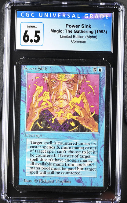 Graded CGC 6.5 Power Sink Alpha Edition Magic: The Gathering trading card for sale