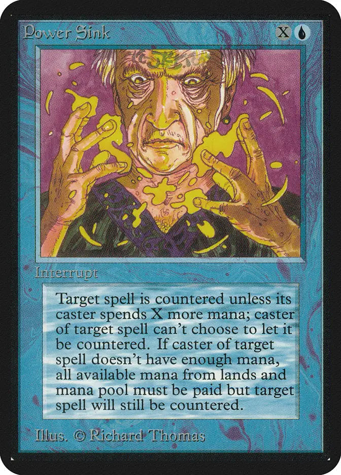 Colorful Magic: The Gathering Alpha Edition trading card of a grimacing figure with glowing hands