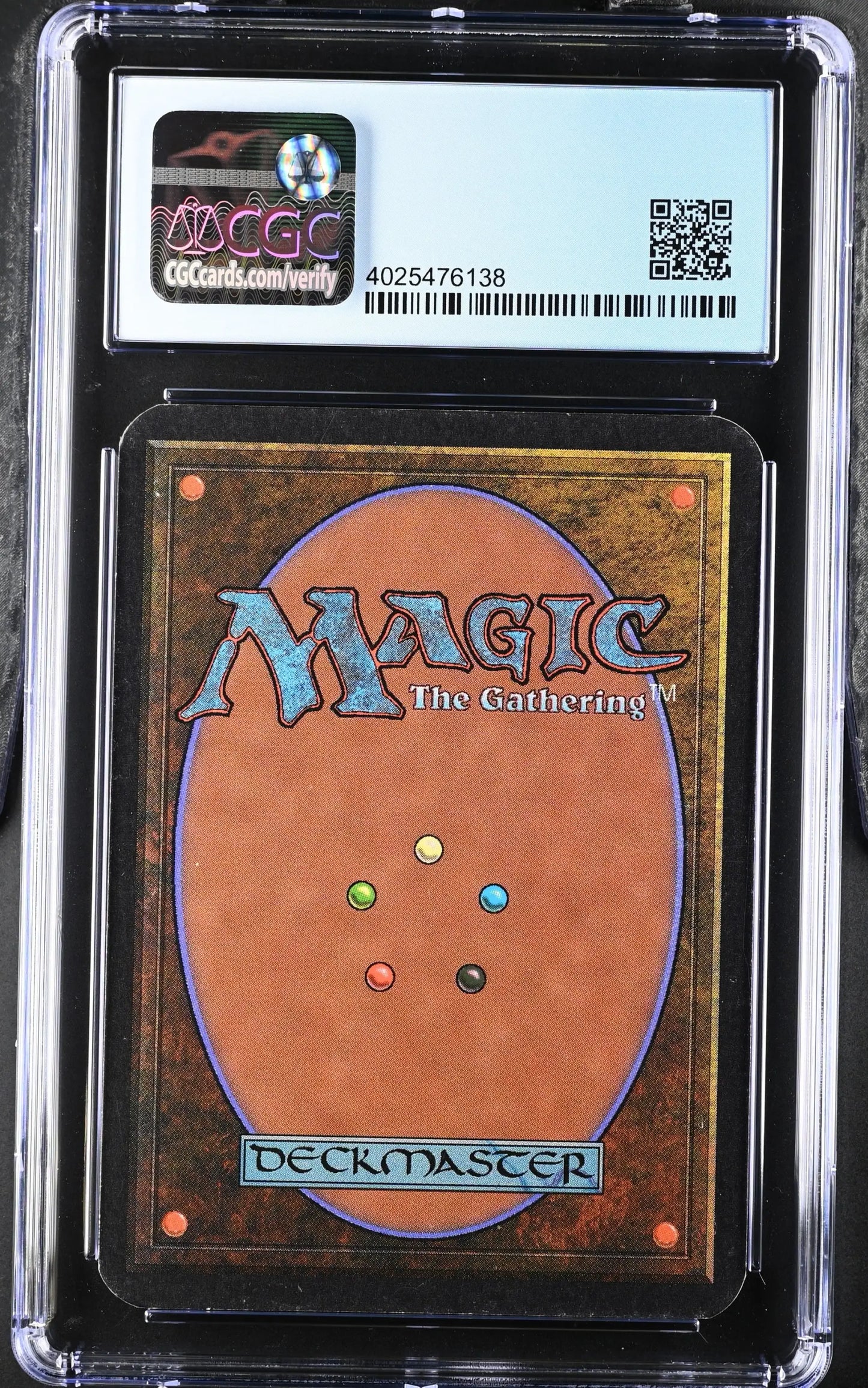 Graded and encapsulated Magic: The Gathering Alpha Edition card in protective case