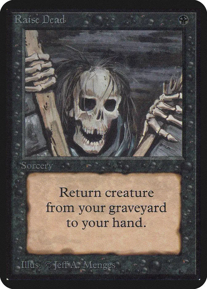 Grinning skull in dark hood, featured on Magic: The Gathering Alpha Edition trading card