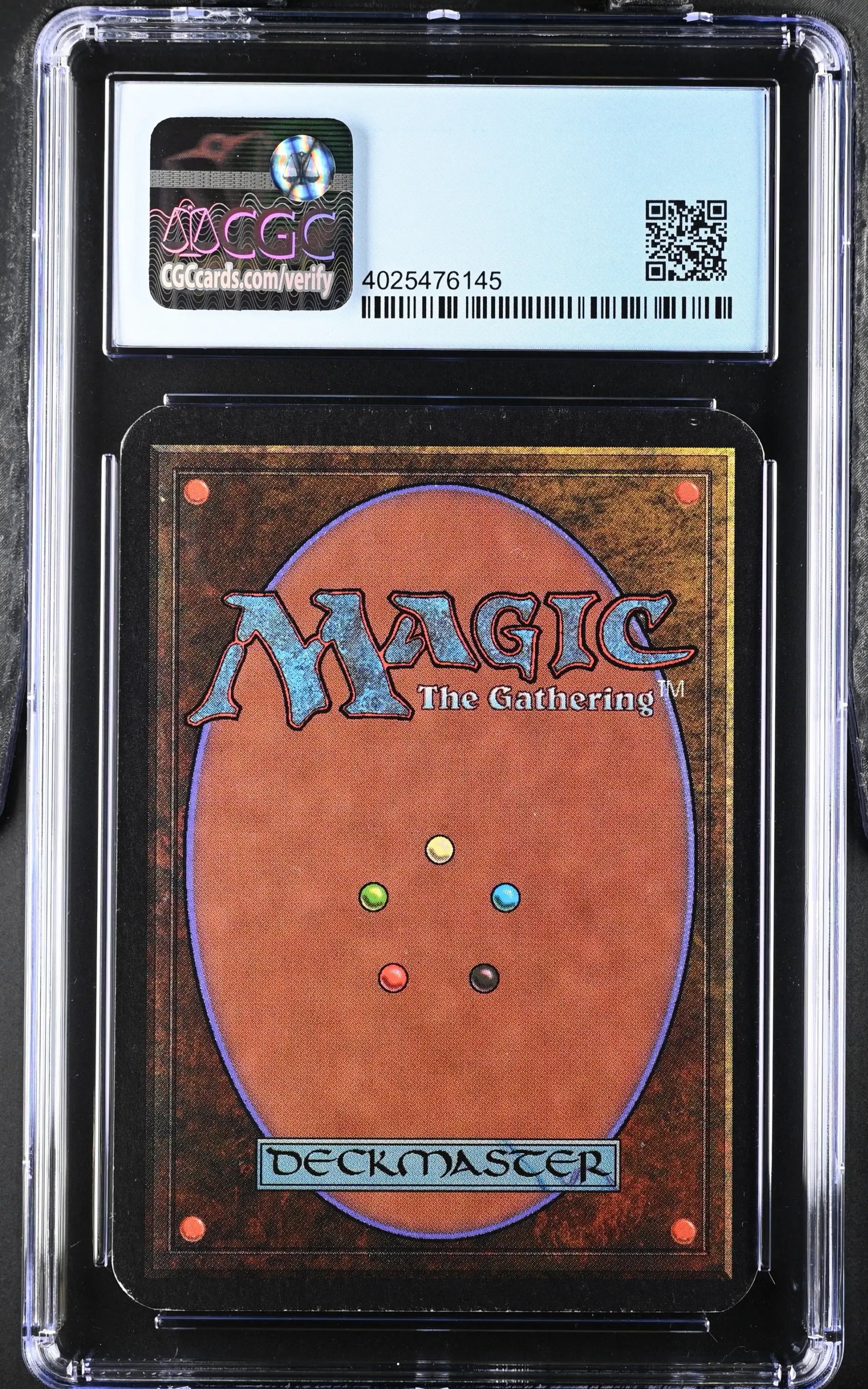 Graded Magic: The Gathering Alpha Edition card back in protective case for collectors