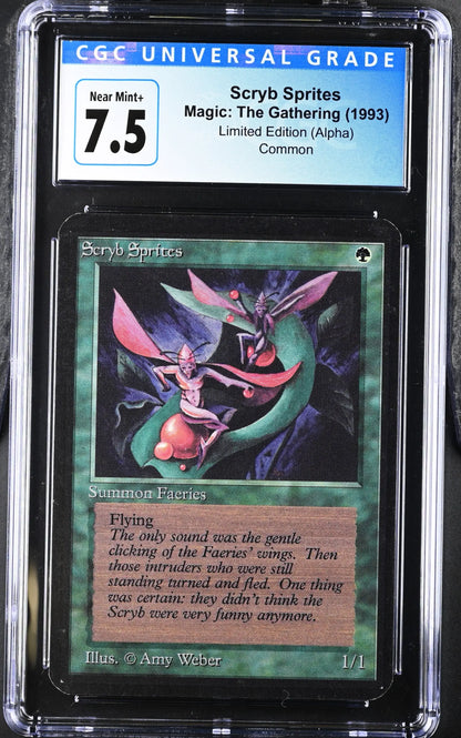 Graded Magic: The Gathering Alpha Edition Scryb Sprites card CGC 7.5 in protective holder