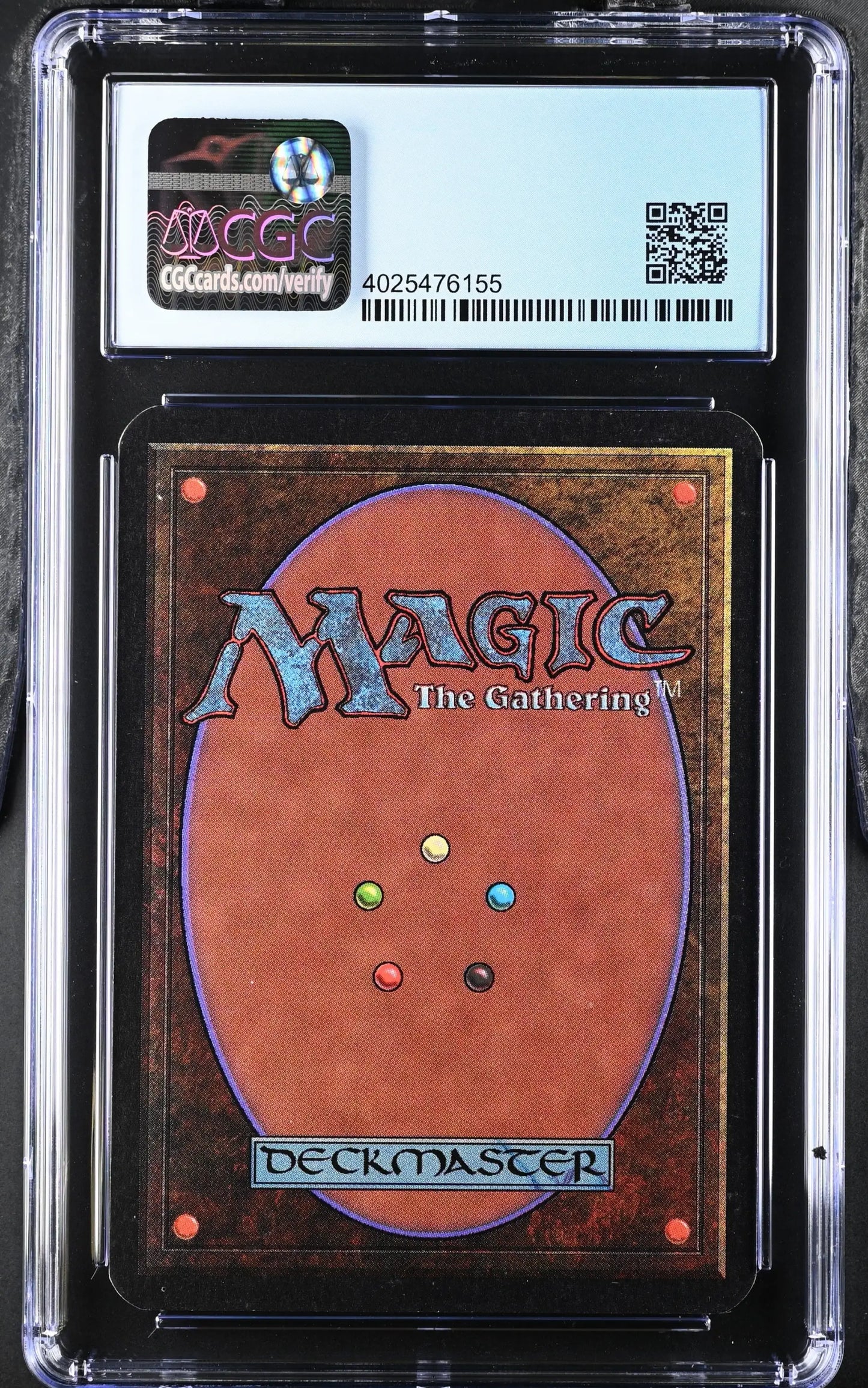 Graded Magic: The Gathering Alpha Edition card back in protective case for trading cards