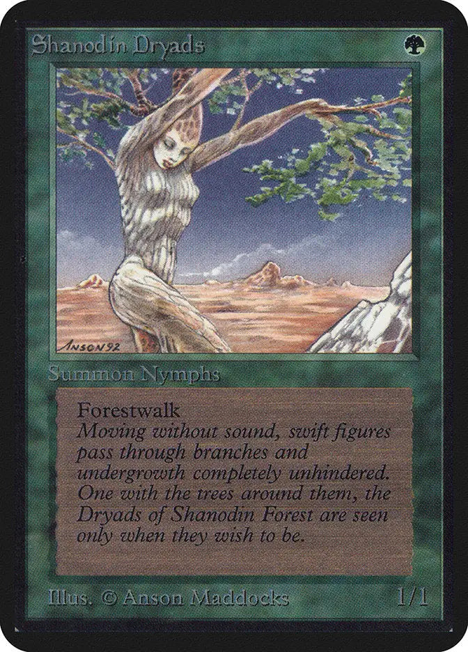 Tree-like feminine figure with branch arms in Magic: the Gathering Alpha Edition card