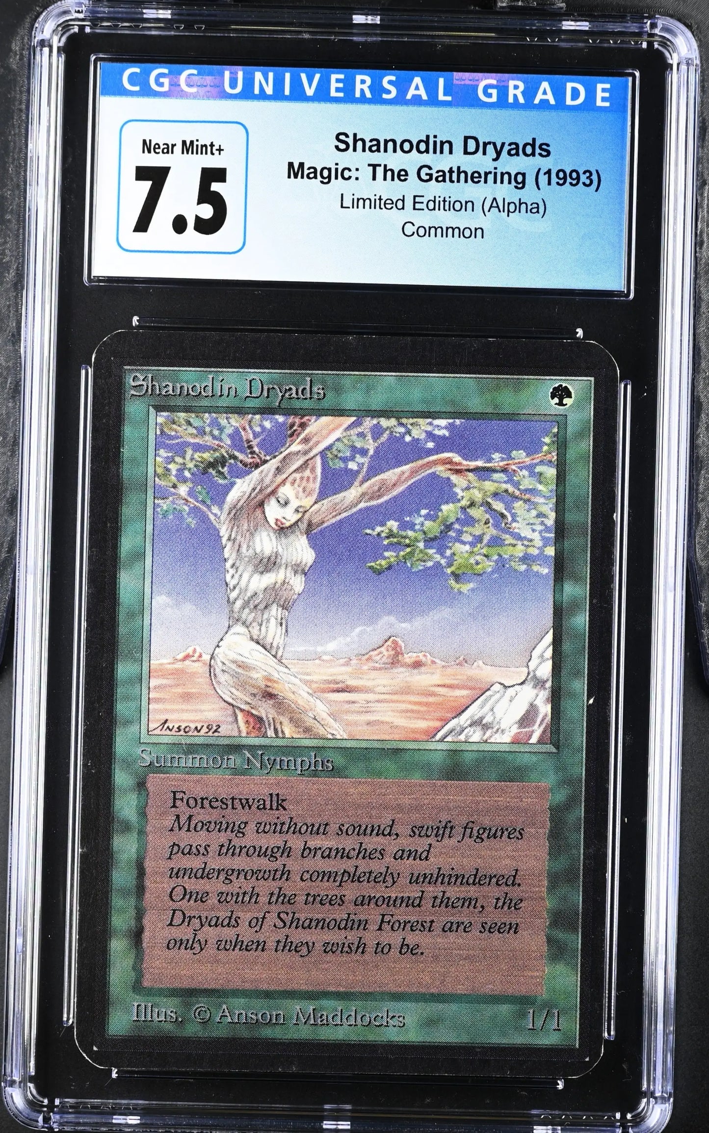 Graded CGC 7.5 Alpha Edition Shanodin Dryads Magic: The Gathering trading card image