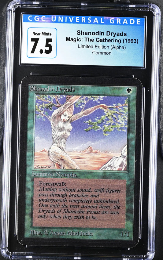 Graded CGC 7.5 Alpha Edition Shanodin Dryads Magic: The Gathering trading card image