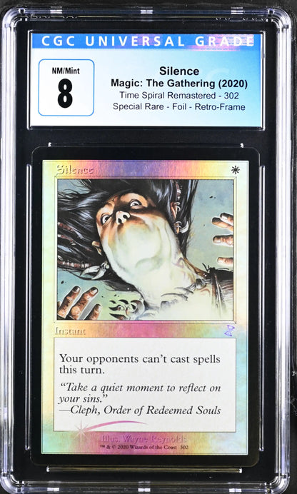 Graded Magic: The Gathering Silence foil card from Time Spiral Remastered in protective case