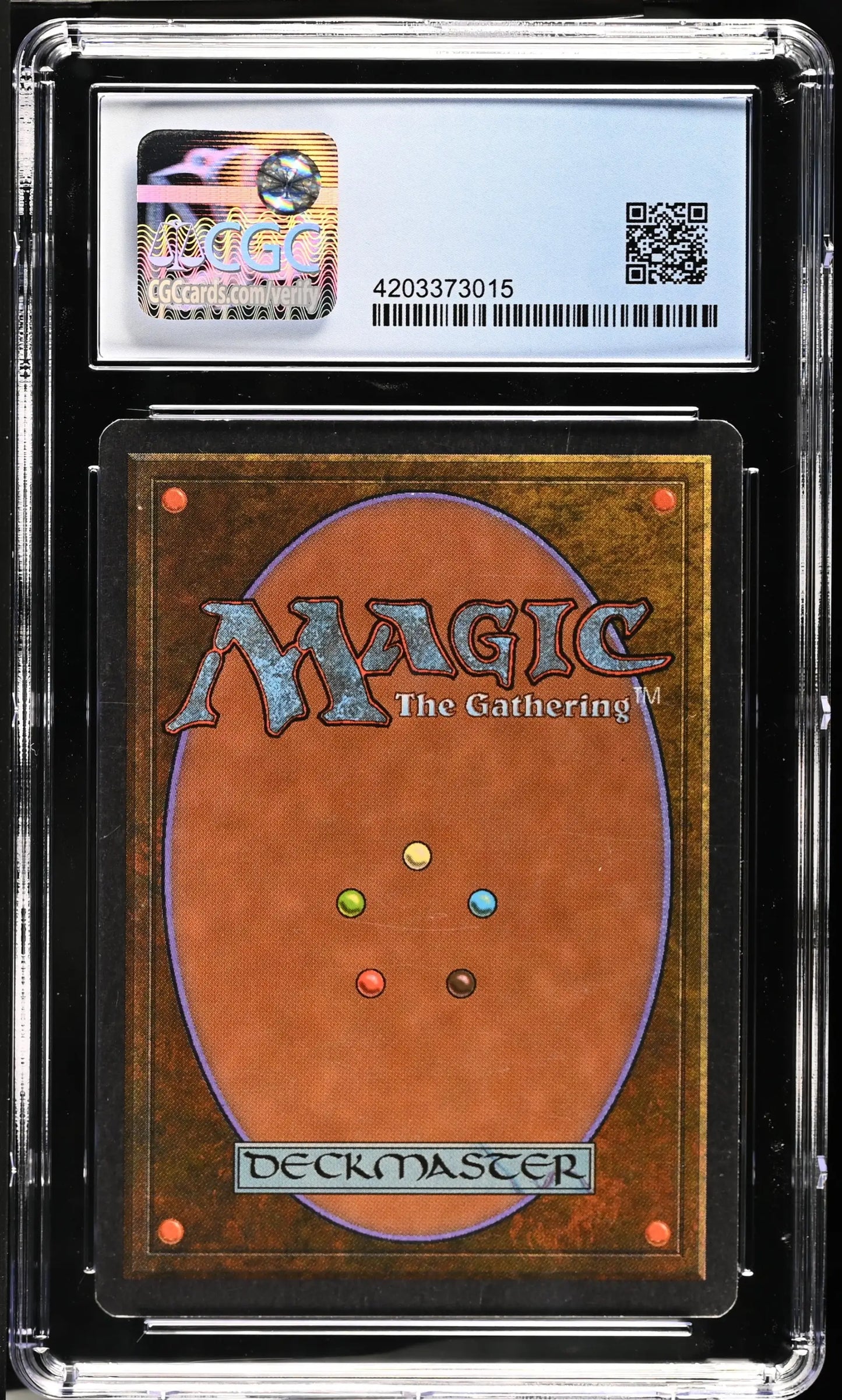 Encased Arabian Nights Magic: The Gathering Singing Tree card in graded protective case