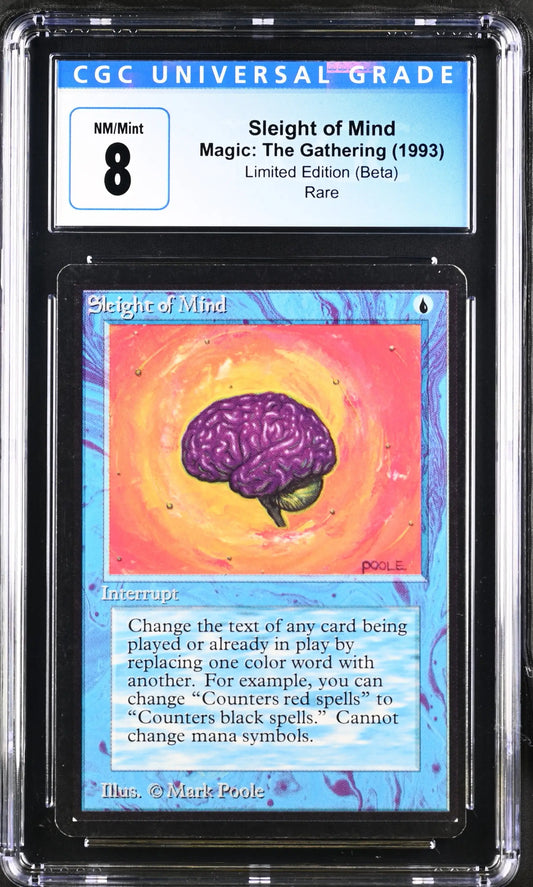 Graded Magic: The Gathering Beta Edition trading card featuring a purple brain illustration