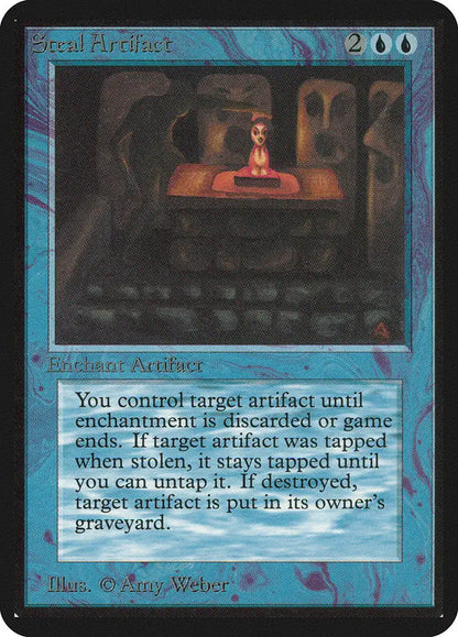 A glowing red candle on wood in a dark room with Magic: the Gathering Alpha Edition card