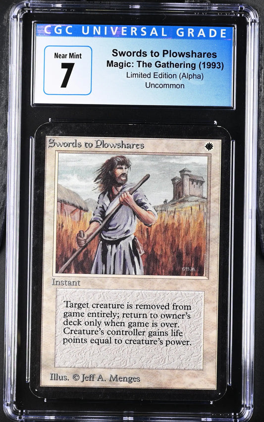 Graded Magic: The Gathering Alpha Edition Swords to Plowshares trading card CGC 7