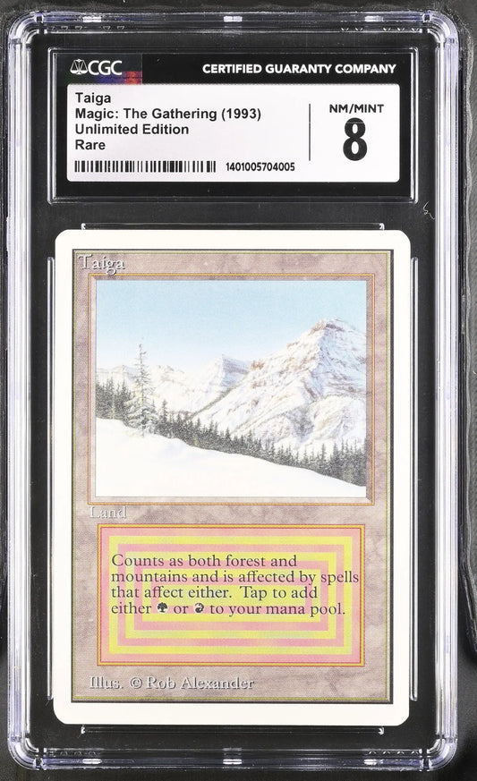 Graded Magic: The Gathering Unlimited Edition Taiga card with snowy mountain art