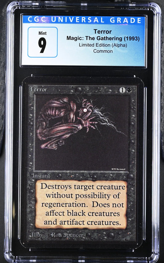 Graded CGC 9 Mint Terror Magic: The Gathering Alpha Edition trading card from 1993