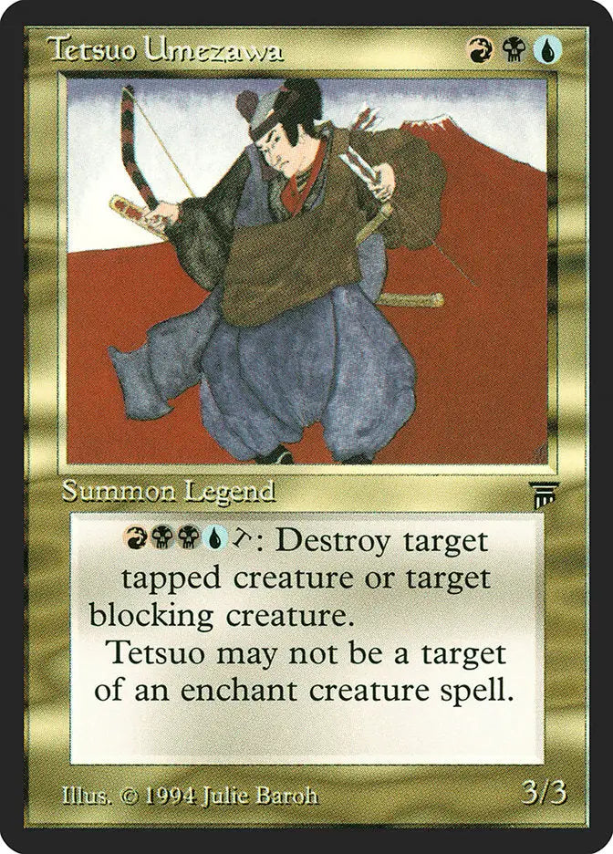 Trading card of Tetsuo Umezawa, Samurai warrior in traditional attire with sword