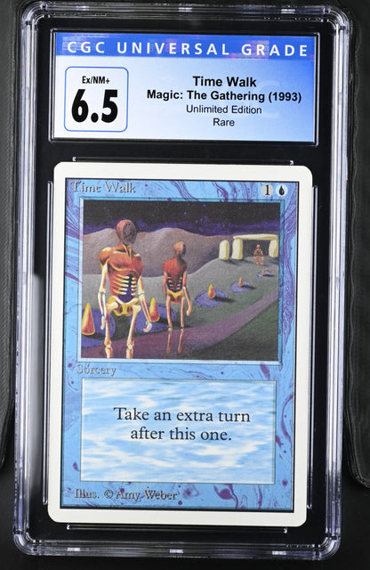 Graded CGC 6.5 Magic: The Gathering Unlimited Edition trading card Time Walk Ex/NM+