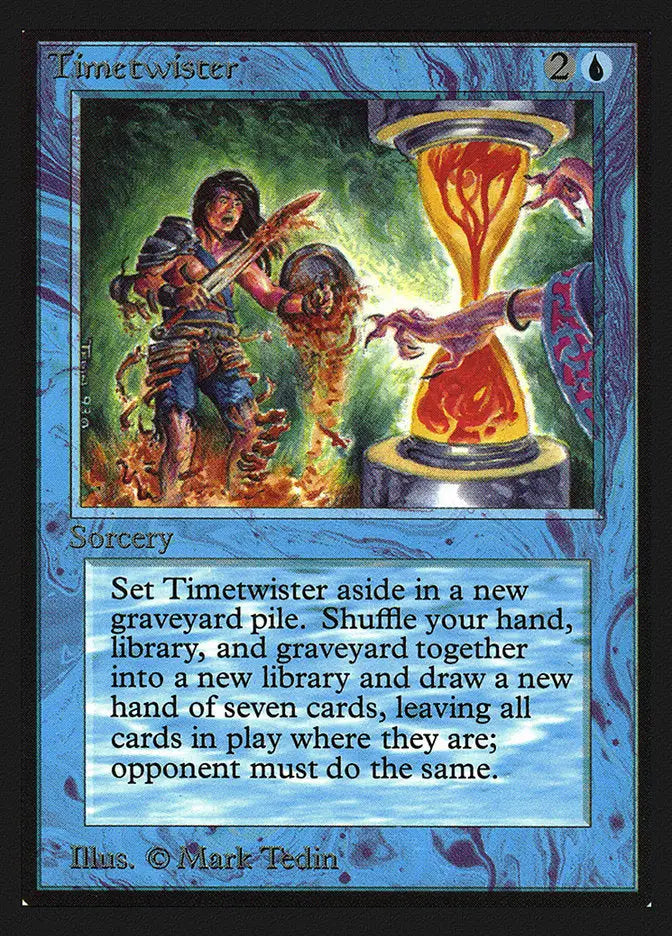 Magic: The Gathering trading card Timetwister with fiery hourglass artwork, graded CGC 8.5