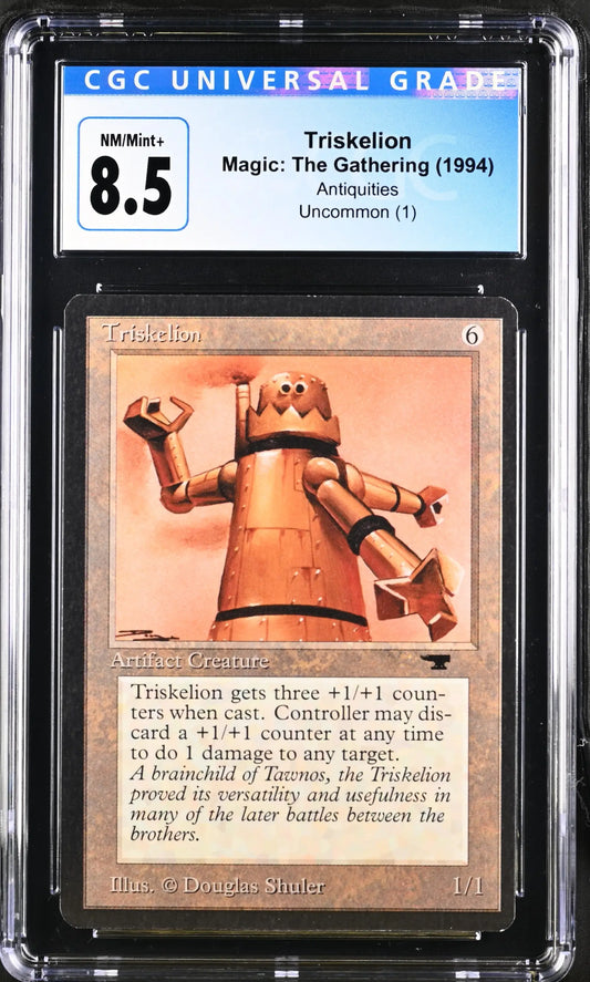 Graded Magic: The Gathering trading card of Triskelion, featuring a robotic figure