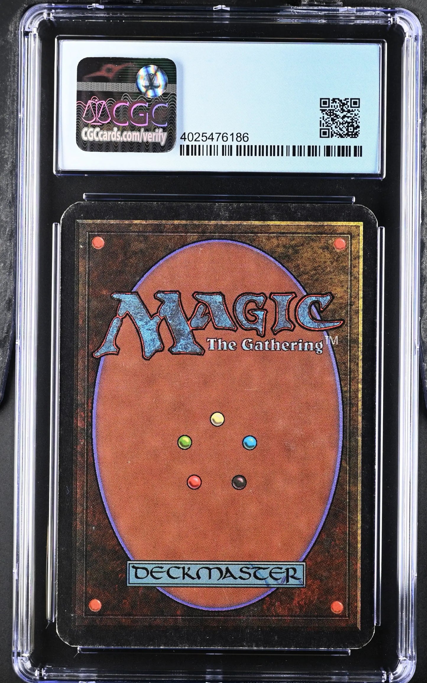 Graded Magic: The Gathering Alpha Edition card back in protective case for trading cards