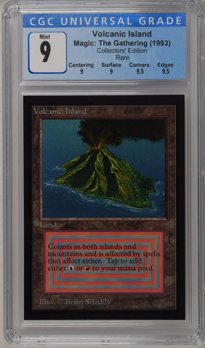 Graded Magic: The Gathering Volcanic Island trading card in CGC 9 Mint condition