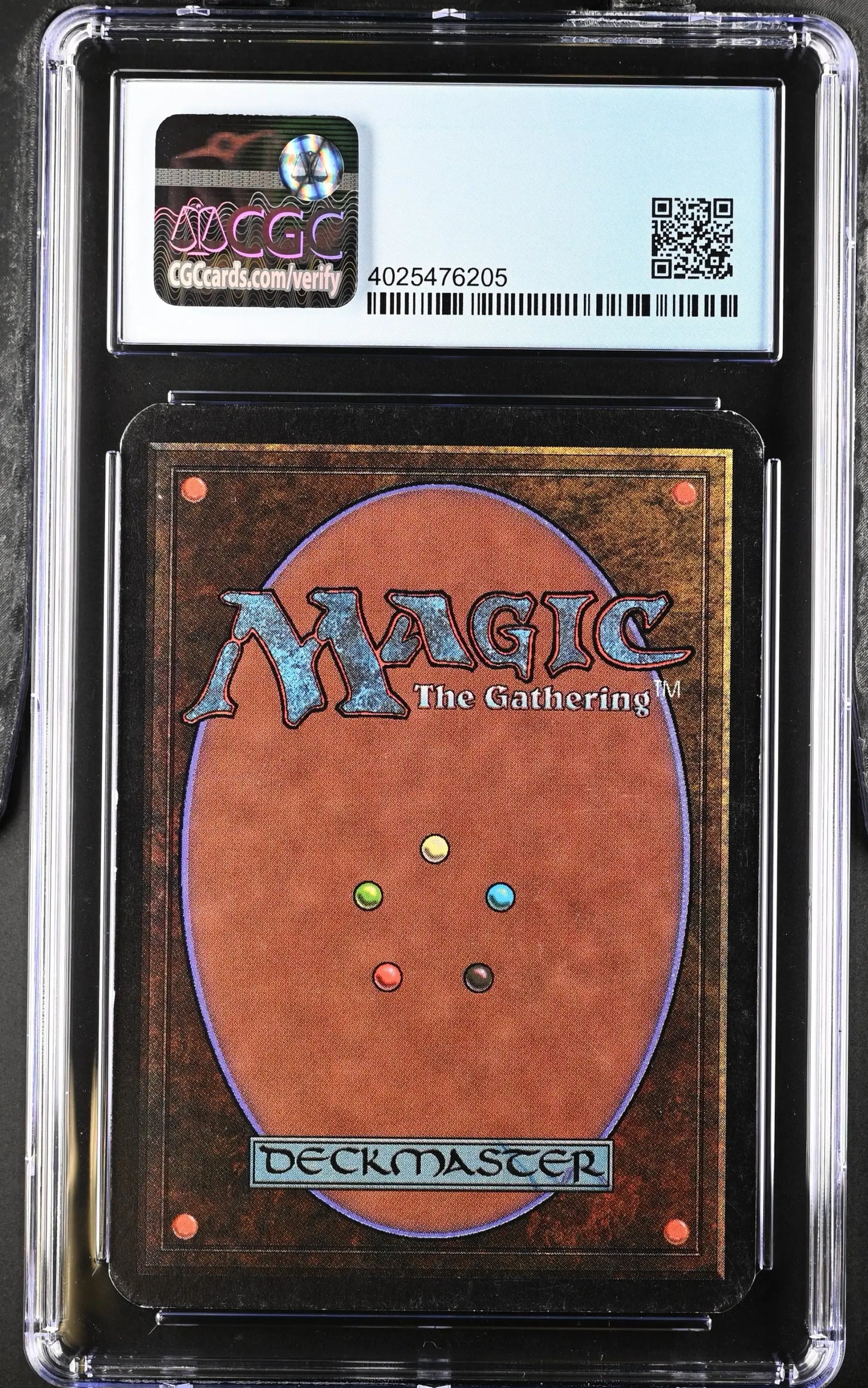 Graded Magic: The Gathering Alpha Edition card back in protective case for collectors