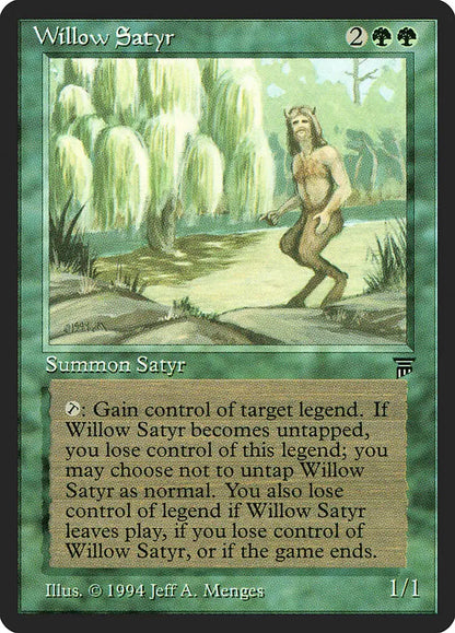 Willow Satyr mythical creature in swamp, featured in Magic: the Gathering trading cards