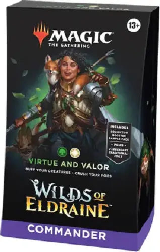 Magic: The Gathering Wilds of Eldraine Commander deck box with character artwork