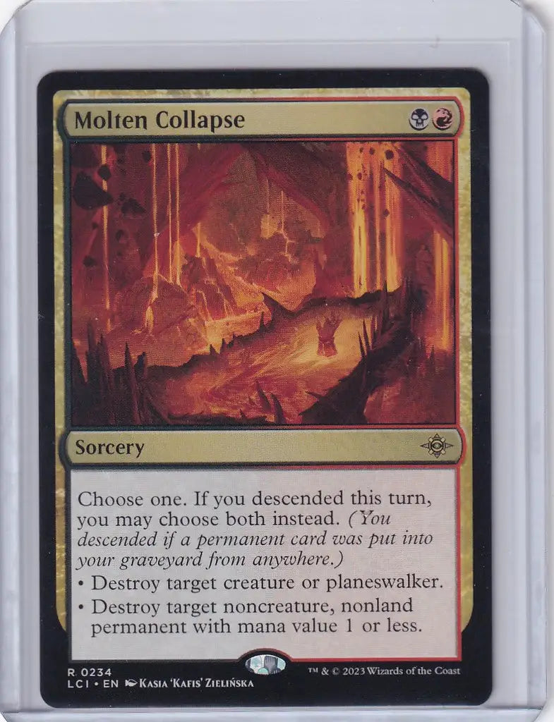 Magic The Gathering Ixalan Molten Collapse card with fiery cavern artwork