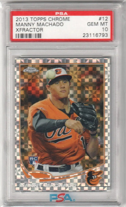 PSA 10 GEM MINT Manny Machado 2013 Topps Chrome X-Fractor RC in protective case