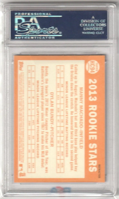 PSA-graded Manny Machado 2013 Topps Heritage Chrome Purple RC Rookie card Columbia Hobby