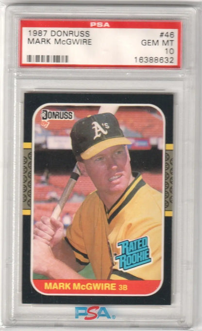 PSA-graded Mark McGwire 1987 Donruss Rookie card, Athletics, GEM Mint single card