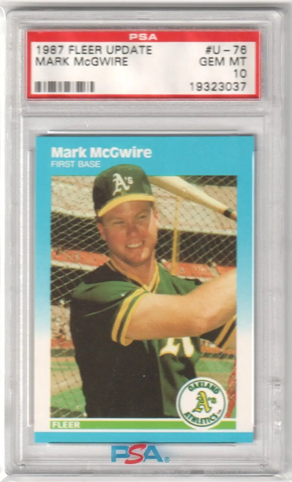 PSA-graded 1987 Fleer Update baseball card of Mark McGwire, Athletics, with free shipping