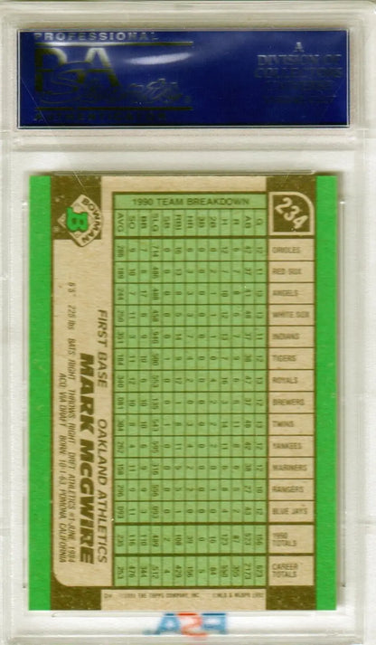 MARK McGWIRE 1991 Bowman #234 PSA 10 GEM MINT single card on green background