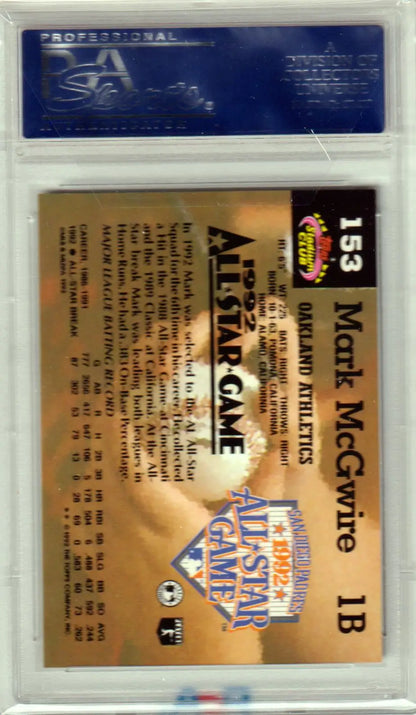 Mark McGwire 1993 Stadium Club Murphy #153 PSA 10 baseball card in protective case