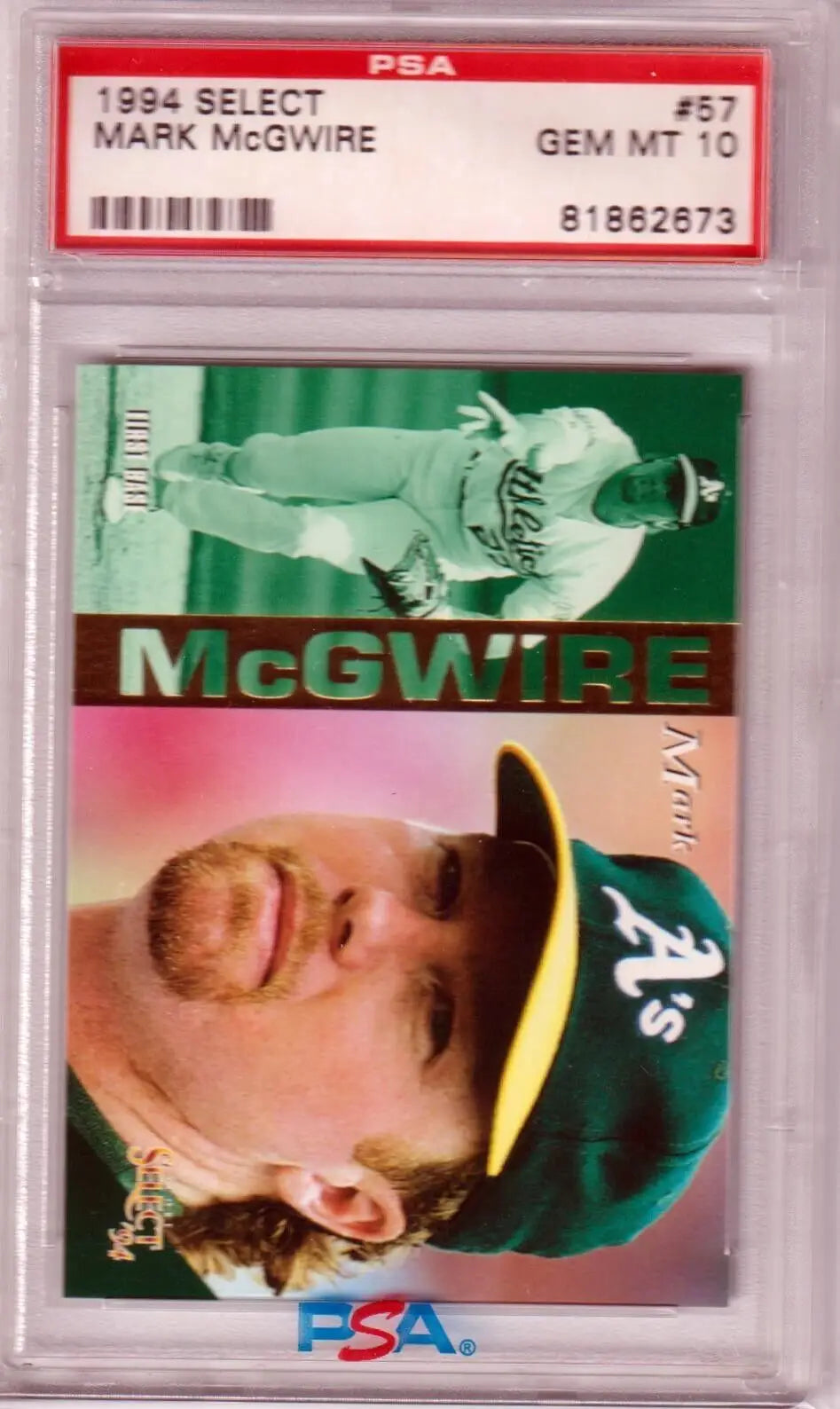 PSA 10 Gem Mint Mark McGwire 1994 Select single card Oakland Athletics with free shipping