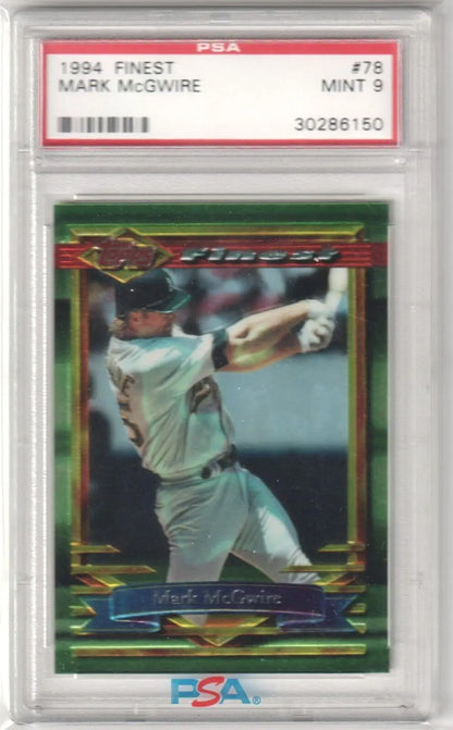 PSA-graded 1994 Finest Mark McGwire baseball card in batting stance from Columbia Hobby Ebay store