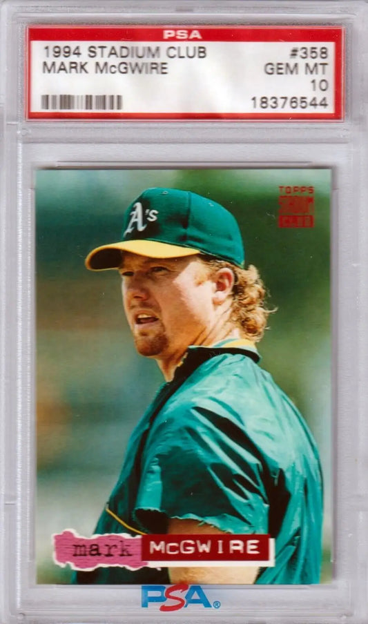 PSA-graded 1994 Stadium Club Mark McGwire Oakland Athletics single card from Columbia Hobby