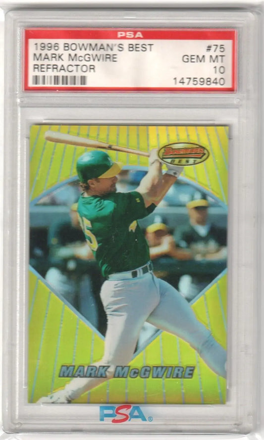 PSA-graded 1995 Bowman’s Best Refractor Mark McGwire Athletics single card at Columbia Hobby