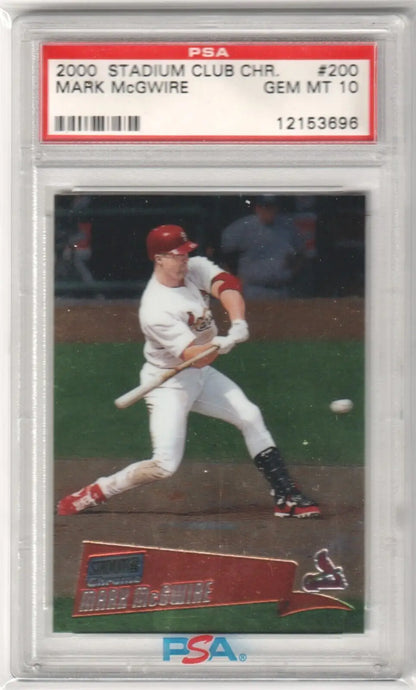 PSA-graded 2000 Stadium Club Chrome Mark McGwire card in case for single cards with free shipping