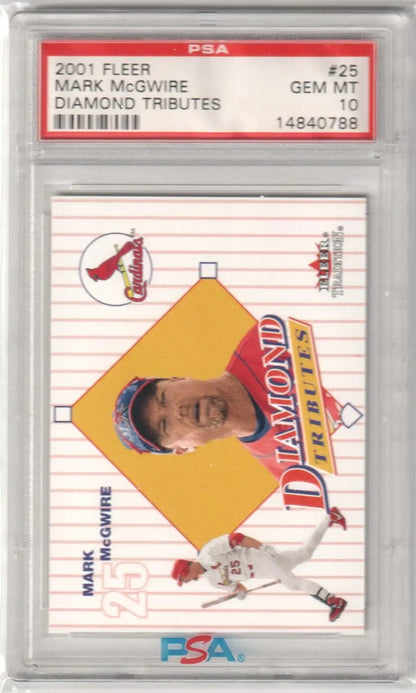 PSA graded 2001 Fleer Diamond Tributes Mark McGwire #25 single card in protective case