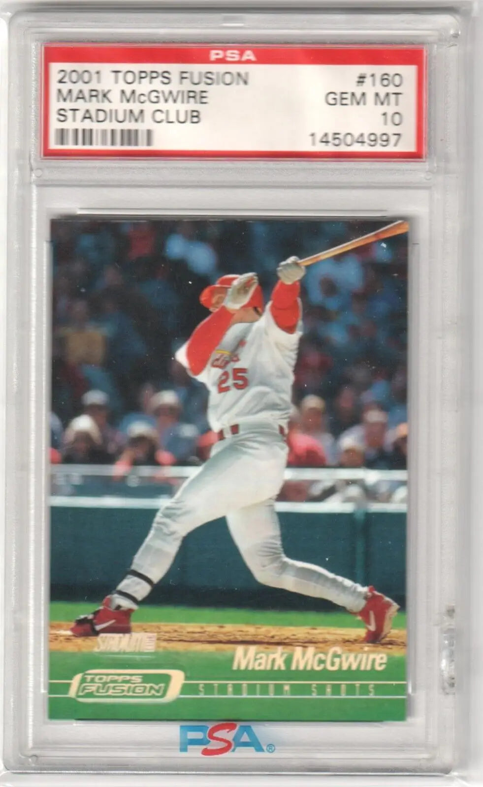 PSA-graded MARK McGWIRE 2001 Topps Fusion Stadium Club baseball card, single cards, free shipping