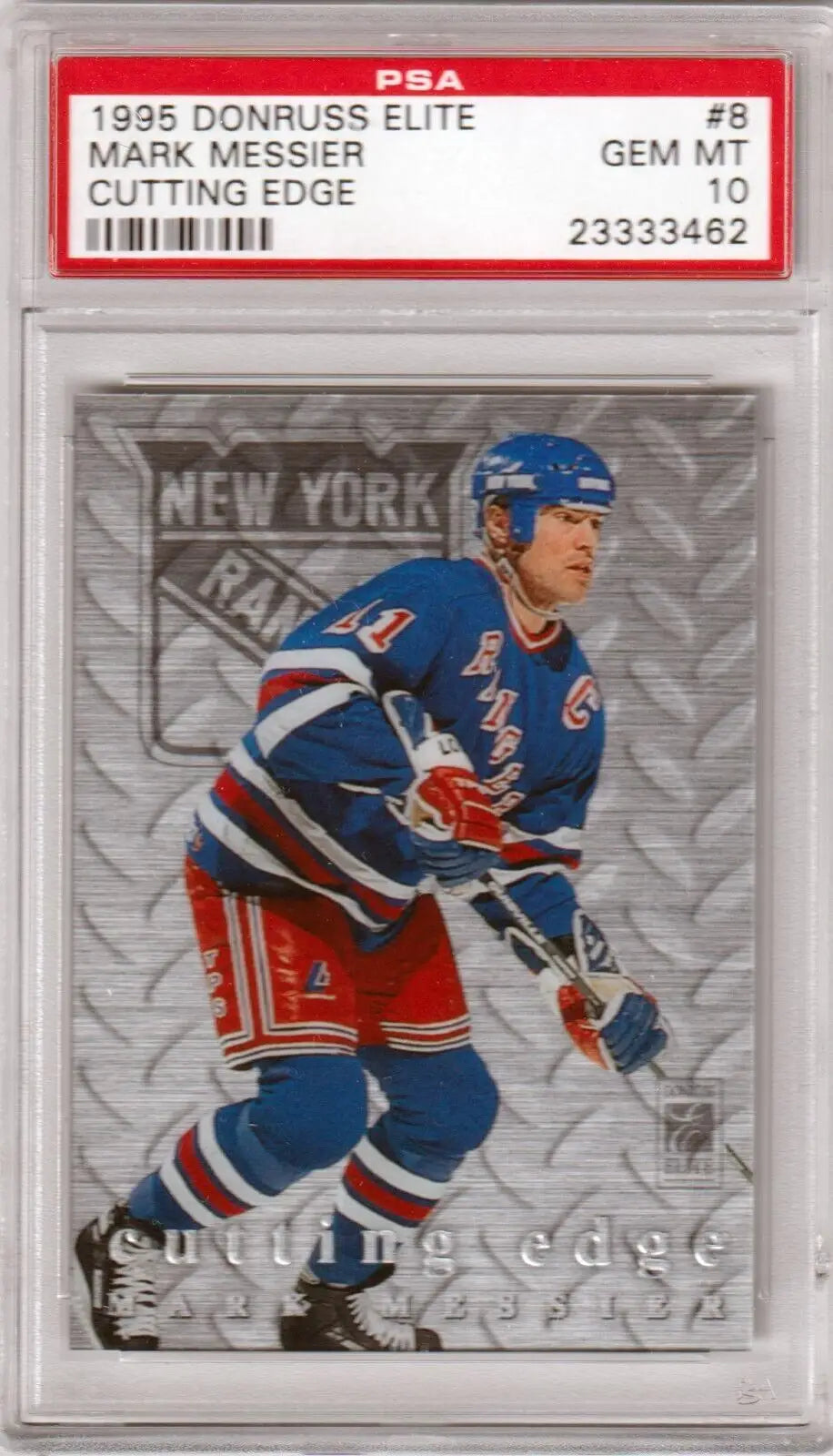 PSA-graded 1995 Donruss Elite Mark Messier card in Rangers uniform available at Columbia Hobby